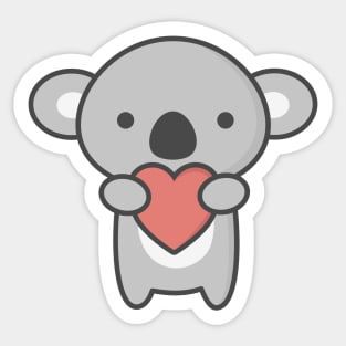 Kawaii Cute Koala With Heart Sticker